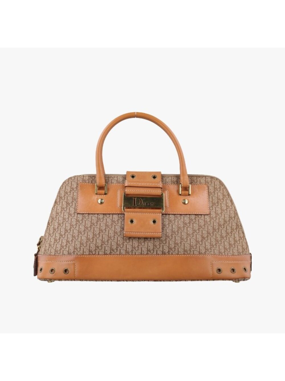 Dior Street Chic Trotter Beige Brown Canvas Leather Handbag